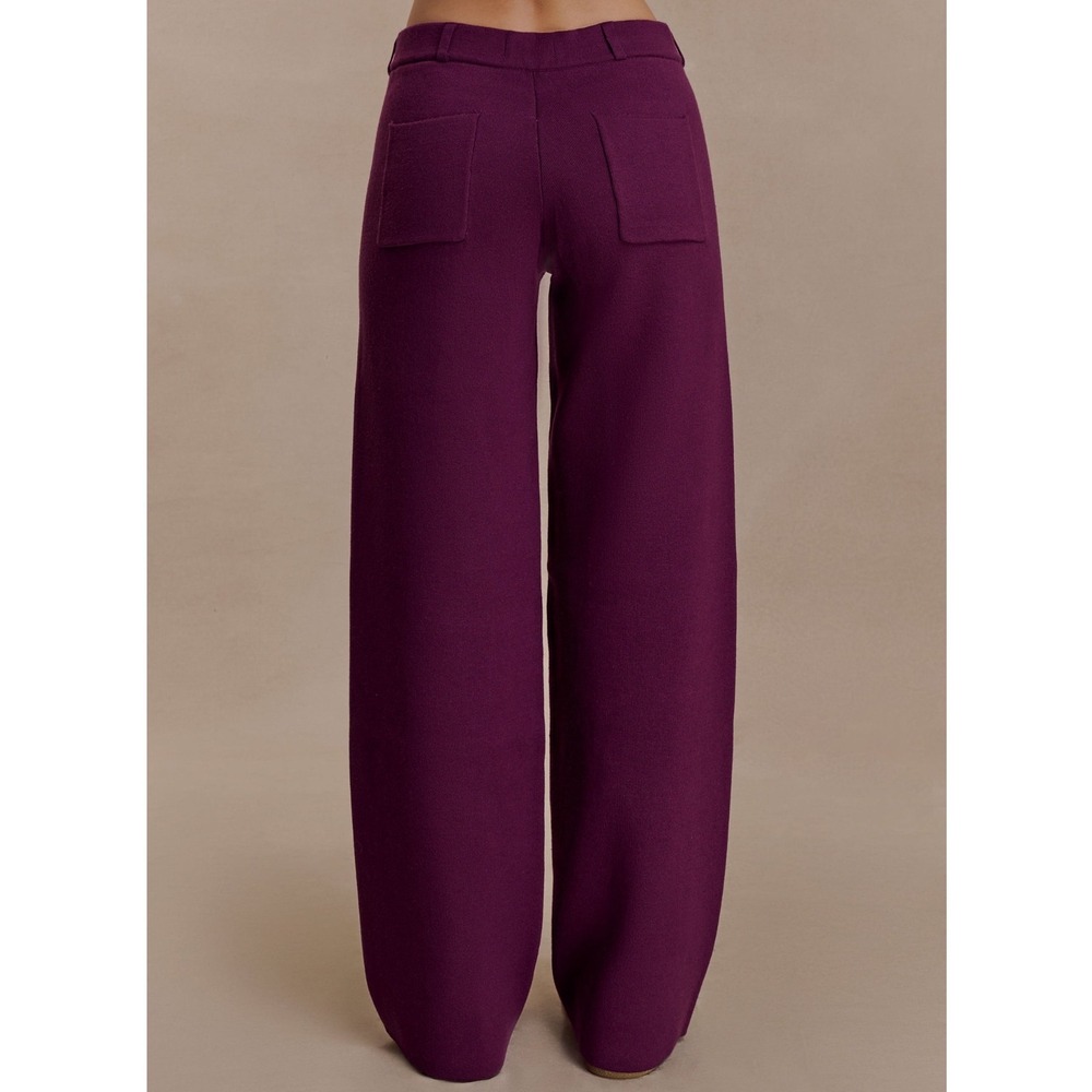 MESHKI Lauren Knit Trouser Plum Small New With Tags‎